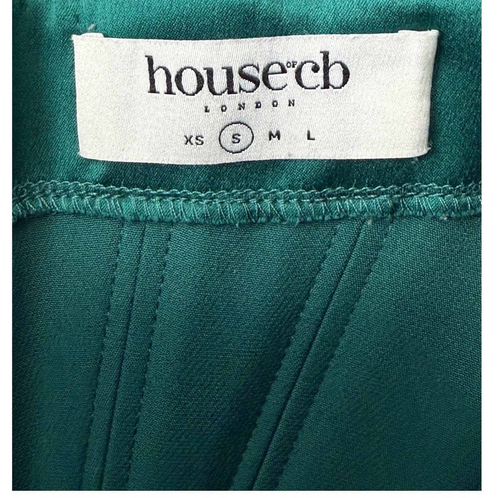 House of CB Loretta Emerald Green Satin Corset Off Shoulder Midi Dress S - Picture 6 of 14